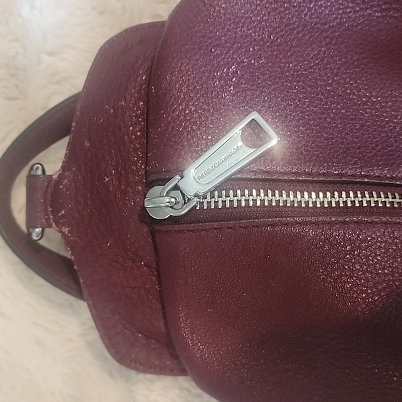 Rebecca Minkoff "Julian" Distressed Black Cherry Backpack Silver Tone Hardware - Picture 5 of 11